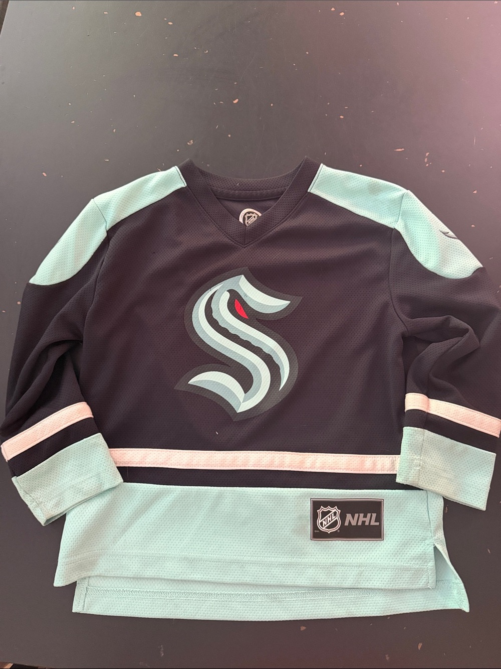 NHL Kids' Seattle Kraken Black & Teal Hockey Jersey